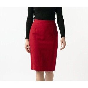 Vtg Le Suit Women’s Pencil Skirt Size 12 P Red Lined Polyester